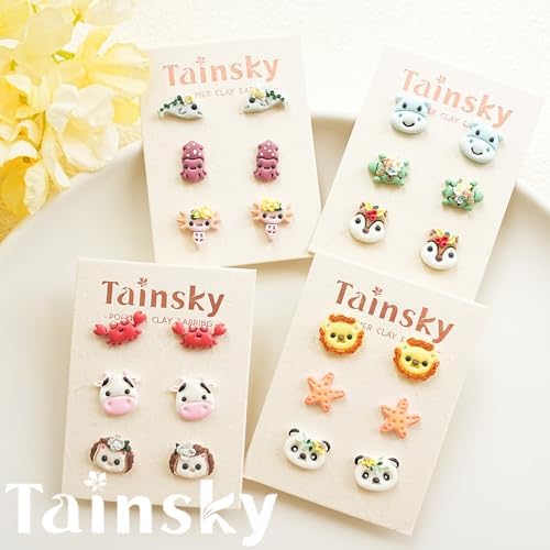 Tainsky Animal Clay Cutters for Polymer Clay Jewelry, 33 Shapes Earring Studs Cutters for Polymer Clay Making