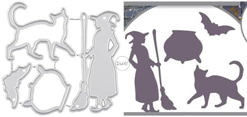 Halloween Witch Cat Bat Metal Cutting Dies for Card Making