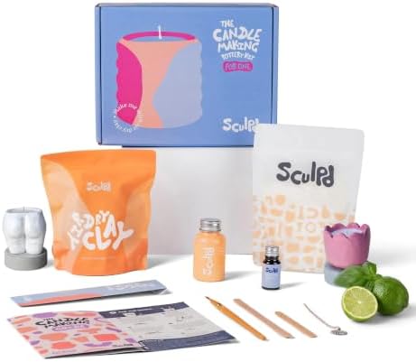 Sculpd Candle Making Kit, Air Dry Clay, 1 Candle, Basil & Citrus Fragrance