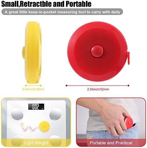 Tape Measures Retractable, Fabric Measuring Tape, 60 Inch Small Sewing Tape Measure for Craft Nursing Medical Travel(3 Pack/Blue Yellow Red)