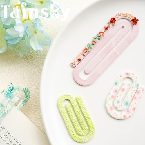 TAINSKY Paperclip Polymer Clay Cutters, Giant Paperclip Bookmark Creator for Polymer Clay Jewelry, 6 Pcs Reading Clay Cutters for Making Earrings Jewerly, Polymer Clay Earrings Tools