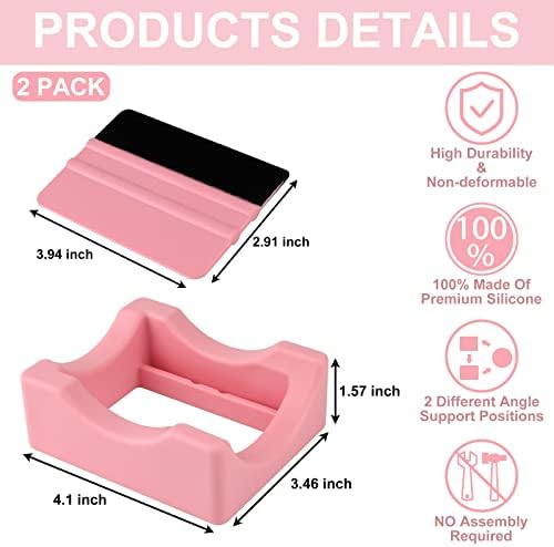 Silicone Cup Cradle for Tumblers,2 Pack Tumbler Holder for Crafts with Built-in Slot and Felt Edge Squeegee,Small Cup Cradle Use to Apply Vinyl Decals,Anti-Skidding Tumbler Stand Cup Holder