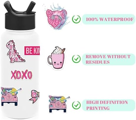 102 Pcs Preppy Stickers Vinyl Aesthetic Waterproof Stickers Adorable Decor