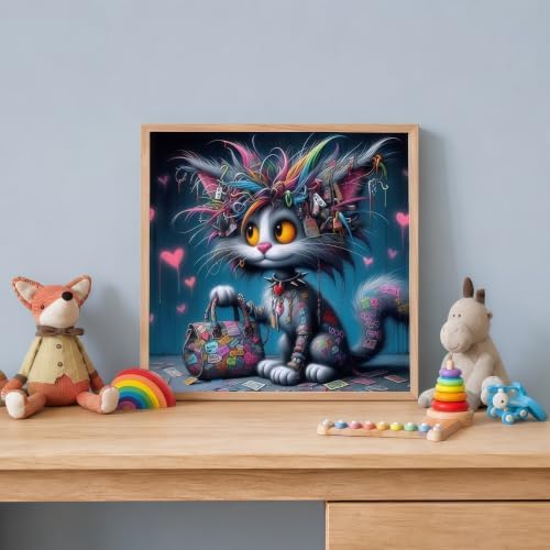 DOTSTART Colorful Cat Diamond Art Kits for Adults, Full Drill Gem Painting