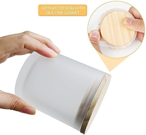 SHOWIN Thick Candle Jars for Making Candles 12 Pcs,10 OZ Empty Jars with Wood Lids for Candle Making, Sample Container, Frosted White