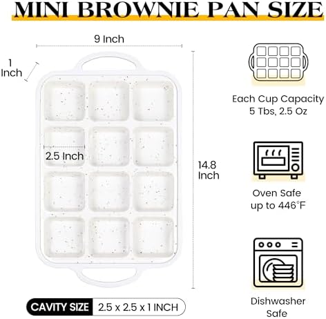 Mini Brownie Pan with Dividers, 12 Cup Square, Cream