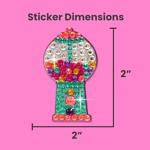StickerBeans® Rhinestone Stickers - Sweet Tooth Sticker Pack, 2” x 2” Each, Unique Sparkly Cut-to-Shape for Collecting, Trading, Decorating Laptops, Phone Cases, Scrapbooks