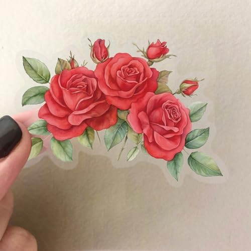 50Pcs Red Rose Scrapbook Stickers Aesthetic Flowers Stickers