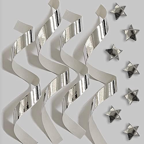 500-Strips Silver Foil Paper Strips for Making Origami Stars, Lucky Stars, Puff Stars. Reflective Mirror Shiny Paper Strips, 0.5 x 11 inch. (Silver Foil, 500)