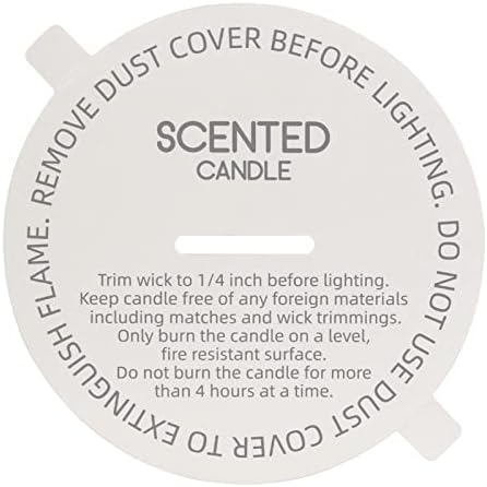 CandMak 160pcs Printed White Matte Candle Dust Covers with Pull Tab, 3.125" Diameter