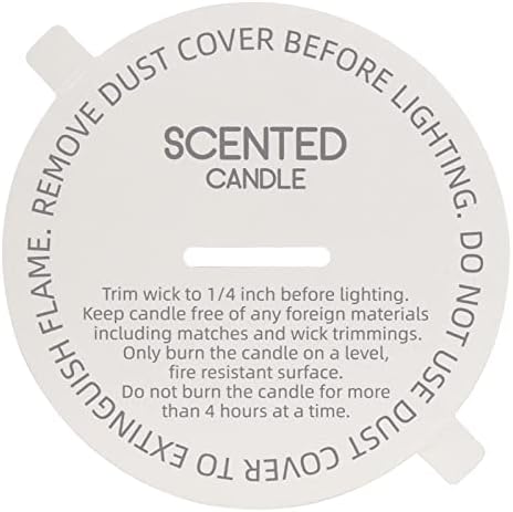 CandMak Candle Dust Covers, 160pcs Printed White Matte Candle Dust Lid with Pull Tab for Candle Making (3.25")