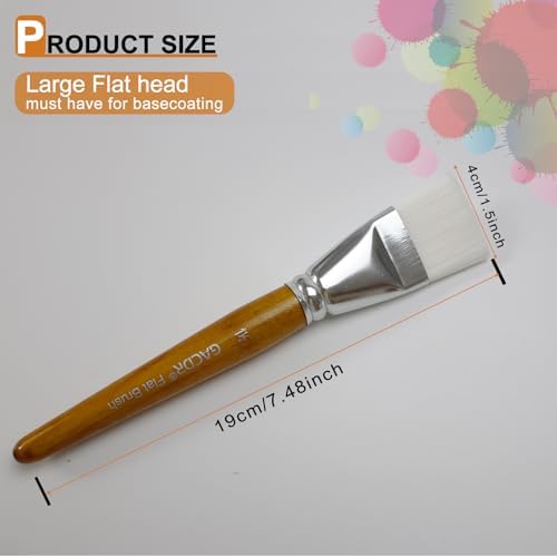 Large Flat Paint Brushes,4 Pcs 1.5 Inch Craft Basecoating PaintBrushes