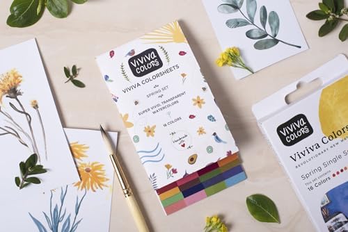 Viviva Watercolor Sheets - Spring 16 Colors, Travel Watercolor Paint Set
