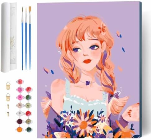 LCOZX Girl Paint by Numbers Kit for Adults Beginners 16x20 Inch