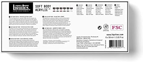 Liquitex Soft Body Acrylic Paint, 6 x 59ml (2-oz), Muted Collection + White