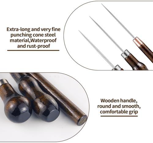 6 PCS Awl Tool Set, Leather Punch Stitching Marking Awl Tool, Gourd Shape Handle Punch Tool for Leather Sewing, Marking, Crafts Wood, Shoe Repair