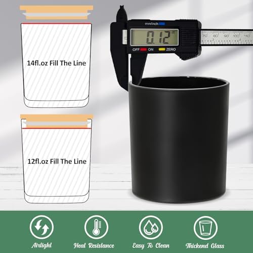SUPMIND 12Pcs Candle Making Jars, 14 fl.oz Black Empty Glass Jars in Bulk