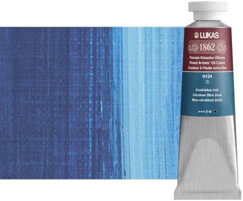 Lukas 1862 Professional German Oil Paint, Cerulean Blue Hue 37 mL - w/Beeswax & Non-Yellowing Sunflower Oil, Short Drying Time, Smooth, Outstanding Lightfastness