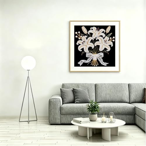 DIYBEADDOT Lily Pearl Painting Kits for Adults,5D Diamond Art Pearl Painting Kits for Beginner,DIY Crystal Rhinestones Diamond Painting for Home Wall Decoration 11.8 X 11.8 inch
