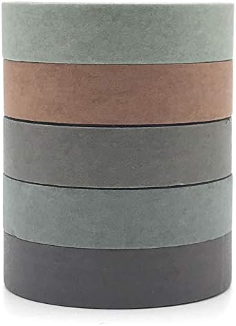 EnYan Solid Color Washi Tapes Set, 5 Rolls Basic Collection Decoration 10mm Wide Japanese Masking Decorative Tapes for Bullet Journal Planners DIY Crafts Arts Scrapbooking Adhesive