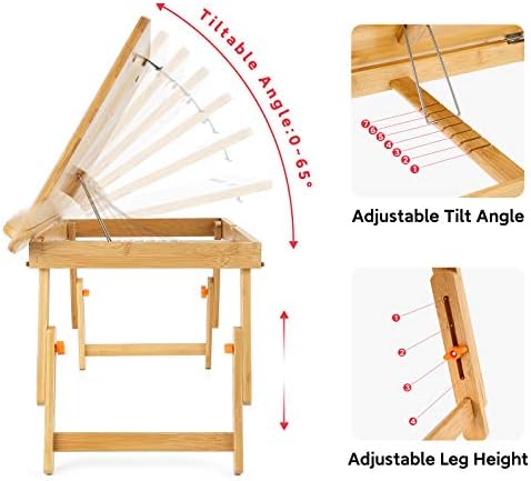 Drawing Table Nnewvante Laptop Desk, Adjustable Bamboo Bed Tray, Large