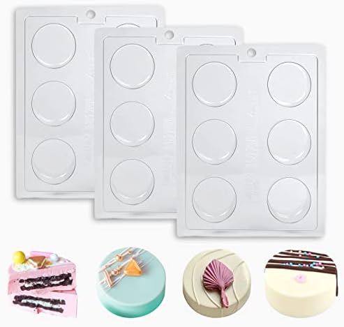 Chocolate Covered Round Cookies Molds, Biscuit Chocolate Mold, PET Plastic Mold-Round Cookies Mold Cylindrical Cylinder Candy Pudding Jelly Mold. （Pack Of 3）