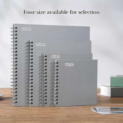 potricher 8 x 8 Inch DIY Scrapbook Album 40 Pages with Kraft Paper, Gray | Thick Kraft Paper Scrap Book Photo Albums, Memory Book for Wedding, Anniversary, Baby, Family, Travel, DIY Projects