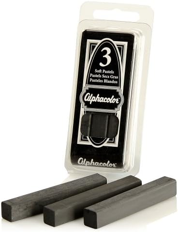Derwent Alphacolor Soft Pastels, Charcoal, 3 Pastels per Pack (105C) (Pack of 2)
