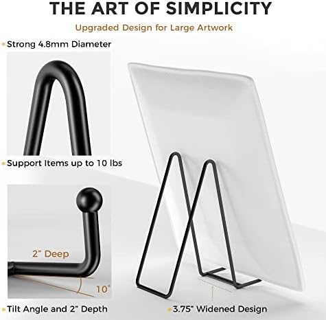 TR-LIFE 4 Pack 8 Inch Large Plate Stands for Display - Holder Stand + Metal Frame for Picture, Book, Decorative Platter, Photo Easel