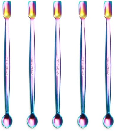 Briartw 5 Pcs Stainless Steel Craft Spoon | Mess-Free Crafting with Dual-Shaped Spoons for Glitter, Embossing Powders, Sequins & Small Embellishments | Colorful | 6.7inch Length
