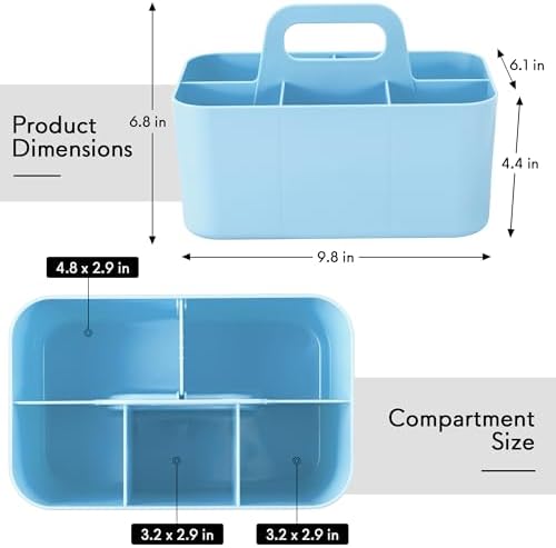 Tiawudi Multipurpose Caddy Organizer, Plastic Caddy with Handle, Stackable Desk Organizer for Stationery, Marker and Pencil, Office Supplies Organizer, Dorm Caddy