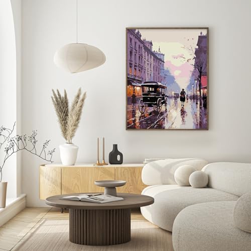 Possoco Paint by Numbers Kit for Adults Beginner, London Street Easy Adult Paint by Number Kits on Canvas, DIY Acrylic Oil Paint by Number for Adults Landscape for Home Decor Gift 16x20 Inch