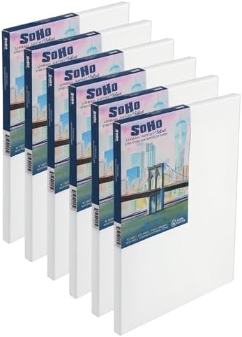 SoHo Urban Artist Select Stretched Cotton Watercolor Paper on 5/8" Frame -10"x10" 140lb, 300gsm - 100% Acid-Free Cotton Paper for Mixed Media, Watercolor & More - Professional Artists, Students