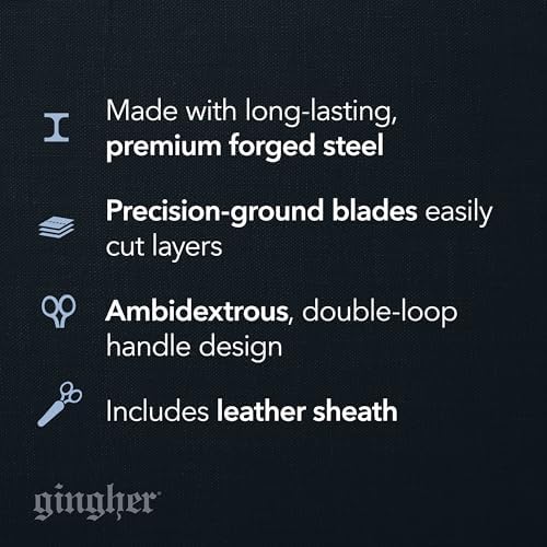Gingher 4" Curved Embroidery Scissors, Premium Forged Steel Shears, Sharp Knife Edge Sewing Scissors for Precise Cuts with Protective Sheath, Ambidextrous Design, Chrome Plated Nickel Finish