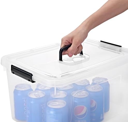 19 Quart Plastic Storage Bins with Lids, 6-Pack Stackable Clear Storage Organizing Box with Handle