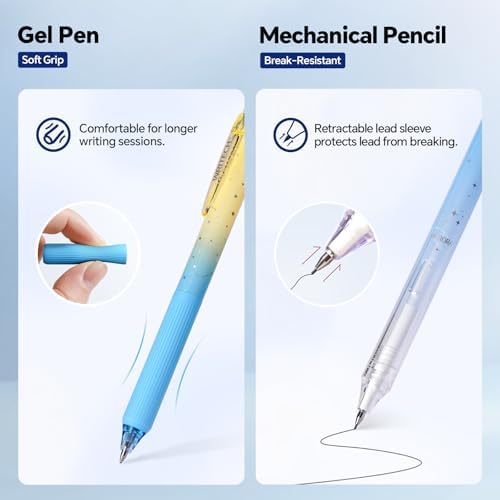 WRITECH Gel Pens Journaling Highlighters: Blue Pastel All-in-One Set 8ct