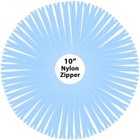 Mandala Crafts 100 PCs Light Blue Closed-End 10 in Nylon Zippers for Sewing