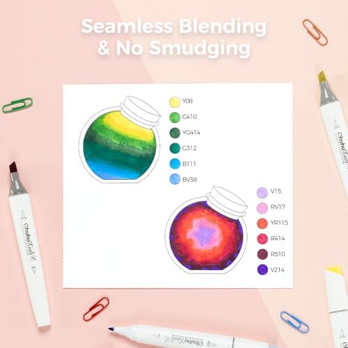 Ohuhu Alcohol Markers Fine& Slim Broad 24 Colors for Adult Beginners Artist