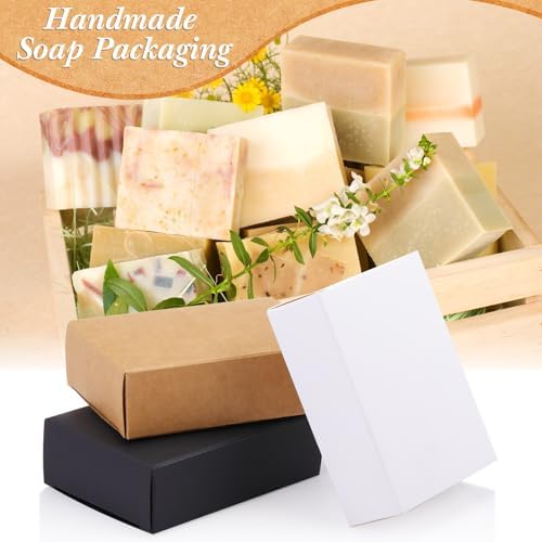 Gersoniel Kraft Soap Boxes Soap Making Kit, 100 Pcs, Brown, Black, White