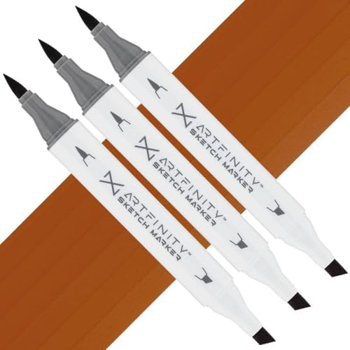 Artfinity Sketch Markers - Set of 3 - Tuscan Orange YR2-6, Vibrant, Professional, Dye-Based Alcohol Markers for Artists, Drawing, Travel, & More