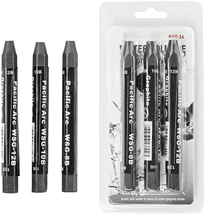 Pacific Arc Jumbo Water Soluble Graphite Sticks Set of 3, Soft 12B, 10B, 8B