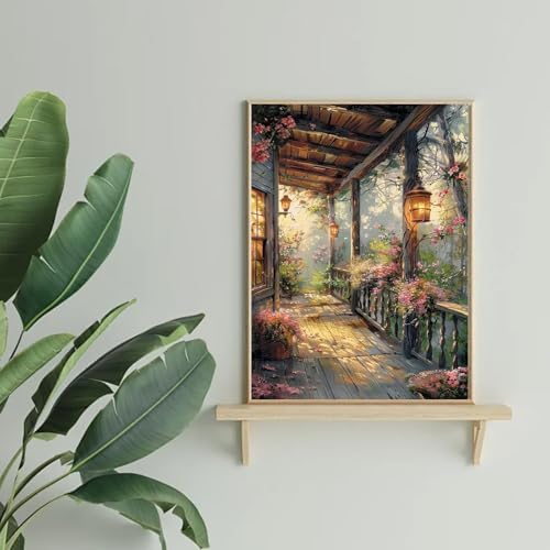 Square Diamond Painting Art Kits Square Drill Diamond Painting, Square Diamond Art, Garden Porch with Lights DIY Flower Gem Art Kits for Adults and Crafts for Gifts and Home Wall Decor Gifts 12x16 in