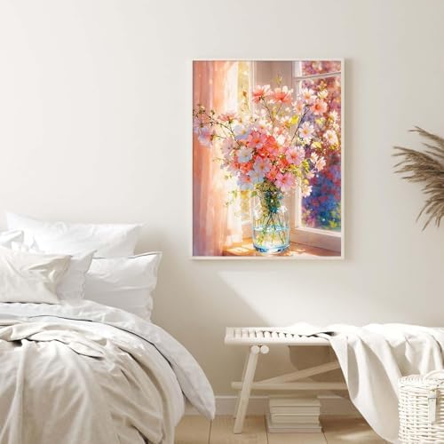 Alptiny Beautiful Flower Paint by Numbers Kit for Adults Beginner, Vase Plants Paint by Number Kits on Canvas, Floral Oil Painting Kit for Home Decor or Gift - 16x20 Inch