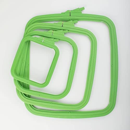 Nurge Square Embroidery Hoop - Plastic Cross Stitch Frame for Needlepoint & Embroidery - Adjustable Craft Hoop - Green - No:1 (X Small)