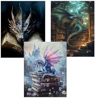 EIBEILI Diamond Painting Kits for Adults - 3 Pack Dragon Artwork DIY 5D Diamond Art Kits Full Drill Diamond Dots Paintings with Diamonds Gem Art and Crafts Home Decor 12x16inch