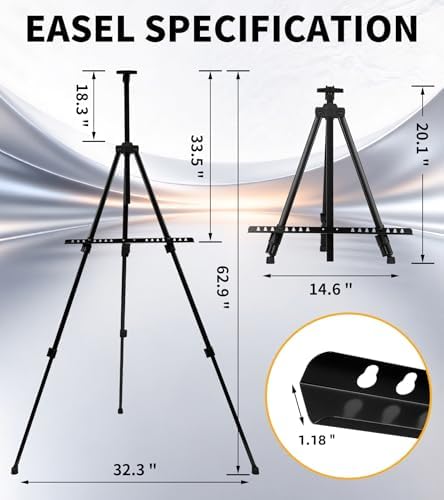Easel Stand for Sign, Art Painting Artist Display Tripod 17" to 63"