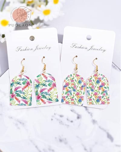 Puocaon Flower Clay Transfer Paper - 20 Sheets Tropical Flower Transfer Paper for Polymer Clay Earrings Making, Retro Floral Polymer Clay Jewelry Transfer Sheets