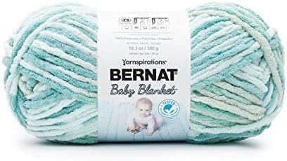 Bernat Baby Blanket 300g Baby Blue- Green Yarn - 1 Pack of 300g/10.5oz - Polyester - 11 Super Bulky - Knitting/Crochet