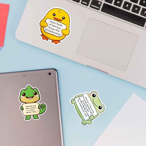 200PCS Emotional Support Animal Stickers by Puraesla– Affirmation Sticker Pack for Adults or Kids Cute Inspirational Buddies for Water Bottles, Laptops, Phones, Positive Quote Vinyl