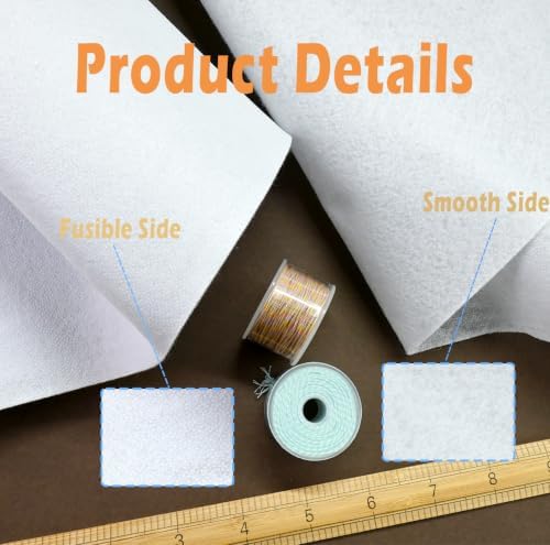 Iron-On Fleece Interfacing for Sewing, Medium Weight One-Sided Loft Iron-On Fusible Fleece for Sewing, Clothes, Quilted Bags,and Pants (39 Inches x 2 Yard)